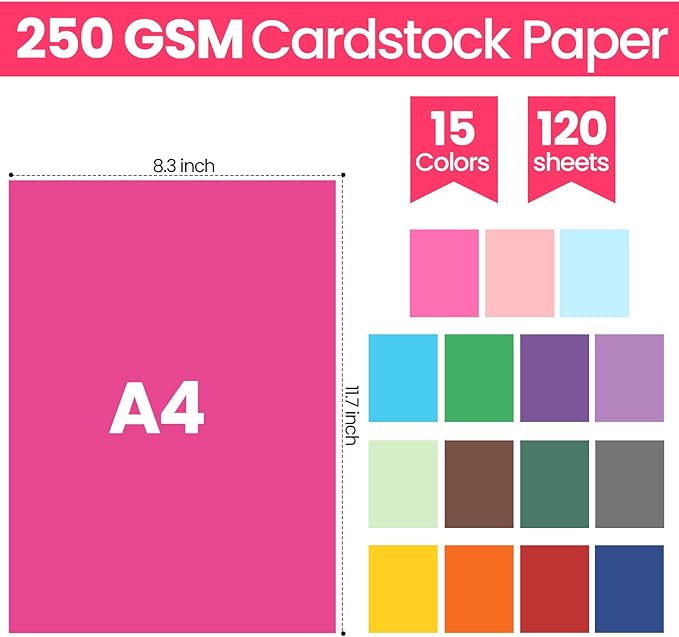 Zhanmai 240 Pcs Cardstock Paper 8.5 x 11 Inch Colored and Glitter Cardstock 250 Gsm Assorted Card Stock for DIY Scrapbooking Card Making Art for Birthday Wedding Party Craft Decoration