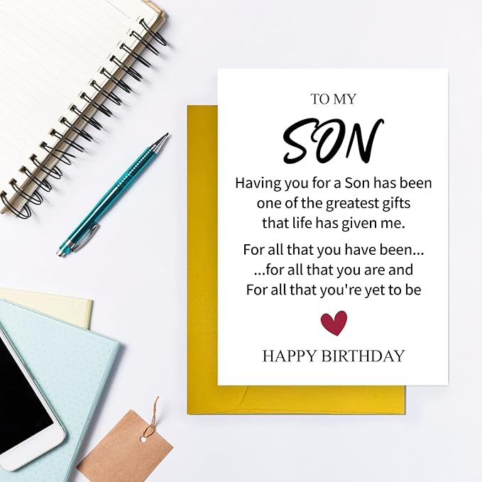 Lovely Birthday Card for Son Stepson Grandson Son in Law, Cute Birthday Gift from Dad Mom Parent, Unique Bday Decor For Boys