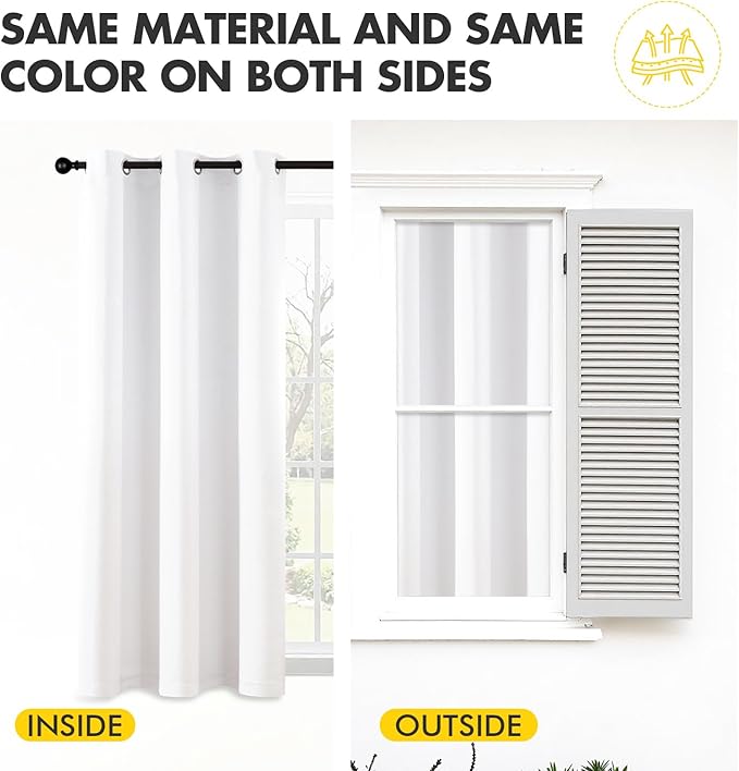 MIULEE Short Curtains for Windows - Pure White Half Window Curtains Thermal Insulated Privacy Drapes for Kitchen Bedroom Bathroom Grommet Top Small Basement Tiers W40 x L36 Inch 2 Panels