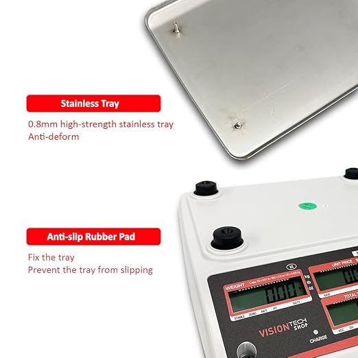 VisionTechShop TVP-12B Price Computing Scale, Lb/Oz/Kg Switchable, 12lb Capacity, 0.002lb Readability, NTEP Legal for Trade COC #19-038, NSF Certified