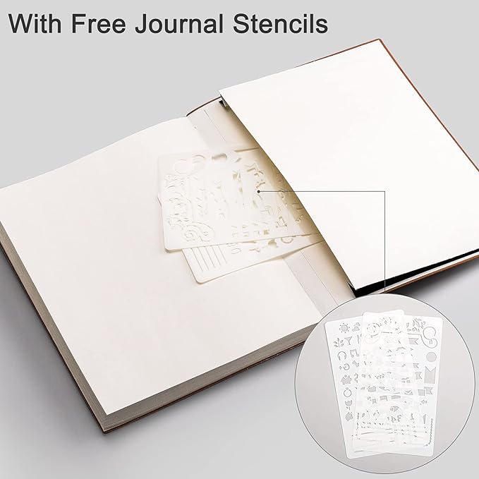 EMSHOI Dotted Journal Bullet Notebook, B5 Large Softcover Leather Journal, 192 Numbered Pages 100gsm Thick Dot Grid Notebook for Drawing Women Men Work School Supplies, 7.48"x10.15"-GrayBlue