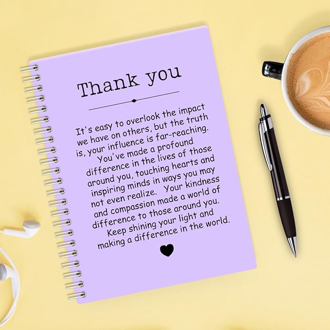 Thank You Purple Hardcover 160 Pages Spiral Notebooks, Funny Thank You Gifts for Women Men Coworkers Leader Mentor, Appreciation Gifts for Employees, Thanksgiving Gifts for Colleagues Leaders