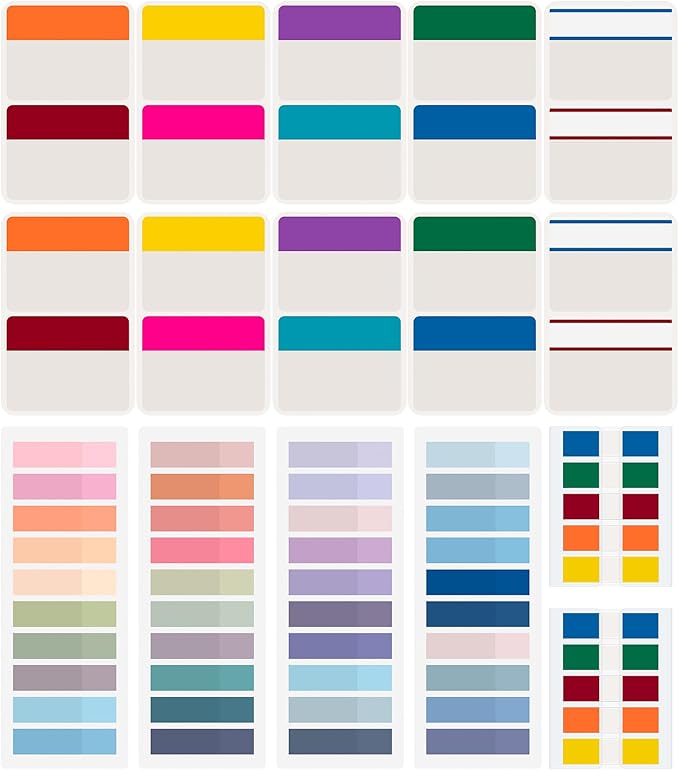 ZTML MS 1400 Pieces Tabs, Morandi Sticky Tabs, Page Markers, Page Tabs for Binders, Colored Book Tabs for Annotating Books, Reading Notes and Classify Files, 26 Sets Book Sticky Tabs for Notebooks
