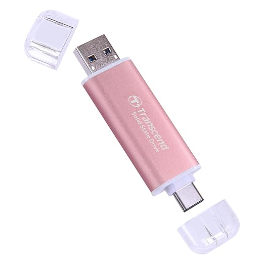 Transcend 1TB External SSD, Up to 1,050MB/s, USB 3.2 Gen 2 Portable SSD, 2-in-1 Type C &Type A, USB Hard Drive for Steam Deck, ROG Ally, MSI Claw, Windows&Mac, iPhone&iPad, Android, PS5&Xbox, Smart TV
