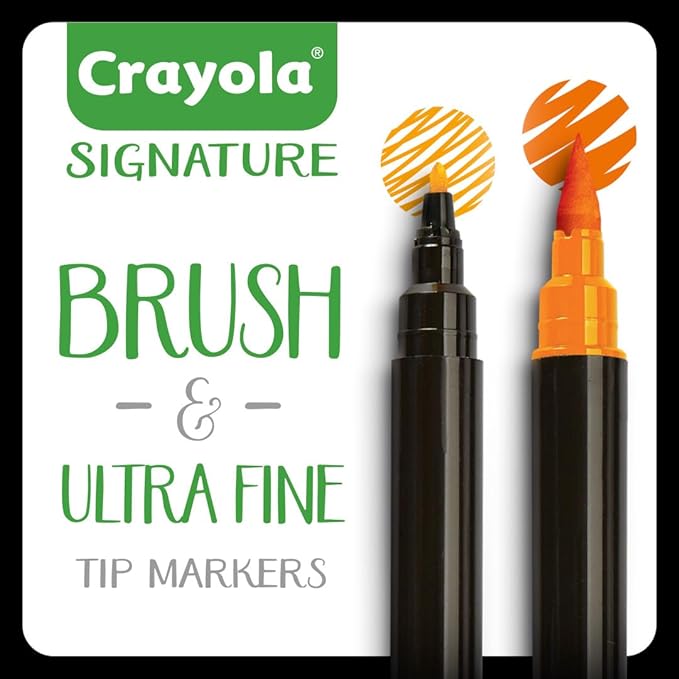 Crayola Brush & Detail Dual Tip Marker Set, 16 Markers, 32 Colors, Adult Coloring Markers, Gifts for Teens & Adults