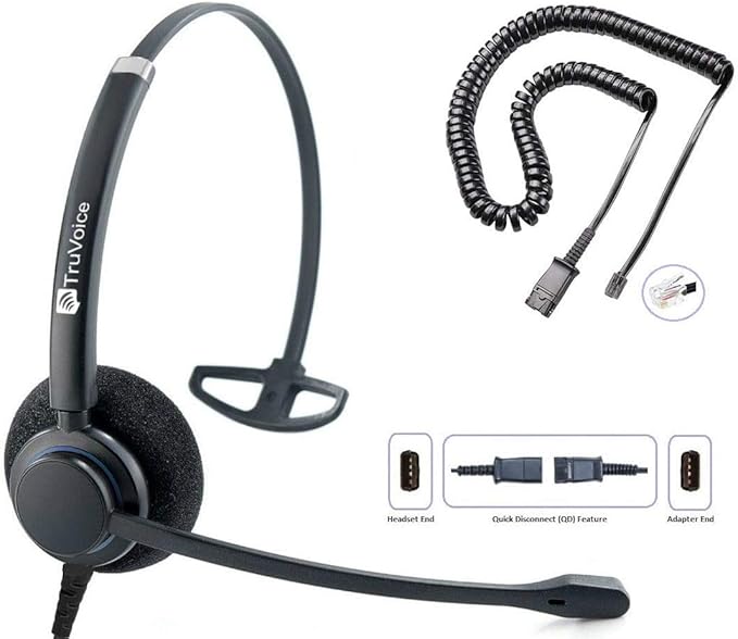 TruVoice HD-100 Professional Headset with HD Sound and Noise Canceling Microphone - Compatible with Cisco 6XXX, 78xx and 88xx Series Phones and 7931 7940 7941 7942 7945 7960 7961 7962 7965 7970 7975