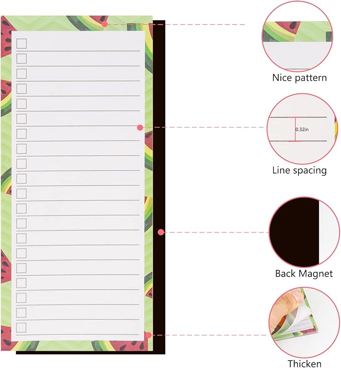 4Magnetic Notepads for Refrigerator Grocery List Magnet Pad for Fridge Magnetic Grocery List pad for Fridge 60 Sheets Per Note Pads (4 Fruits - 1)