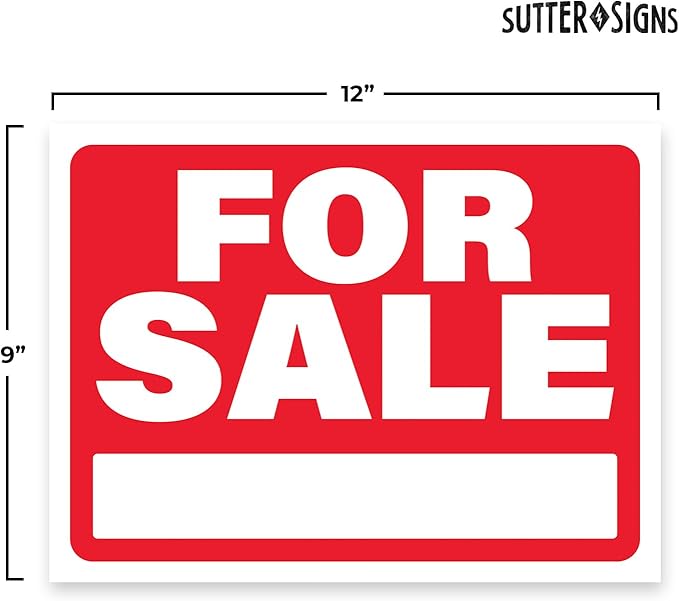 For Sale Signs 12x9, Plastic Signs for Used Car, Trailer, Vehicle for Sale, Waterproof Plastic (Pack of 4)