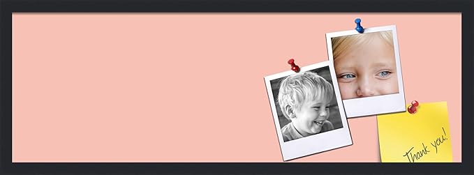 PinPix 36x12 Inch Cork Bulletin Board. This Decorative Framed Pin Board Comes with Pink Pastel Design and a Satin Black Frame. Ideal for Home Office Decor or Message Board (PinPix-1813)