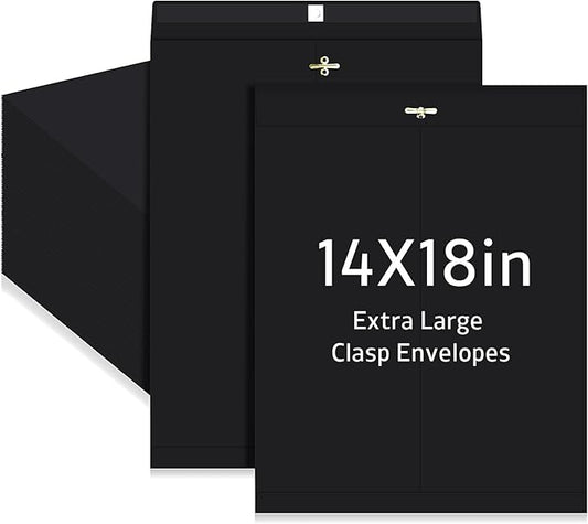 40 Pcs Extra Large Mailing Clasp Envelopes 14 x 18 Inch Jumbo Kraft Catalog Manila Envelope with Clasp Closure for Oversized Big Document Office Home Business School Storing Mailing(Black)