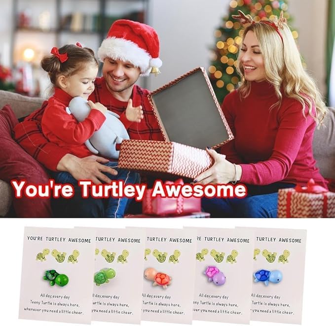 5Pcs Multi Color Mini Pocket Hug Turtle,Greeting Card Envelopes Thank You Note Cards Greeting Card Mini Sea Turtle Figure Pocket Hug Gift for Friends and Family Cards and Card Stock