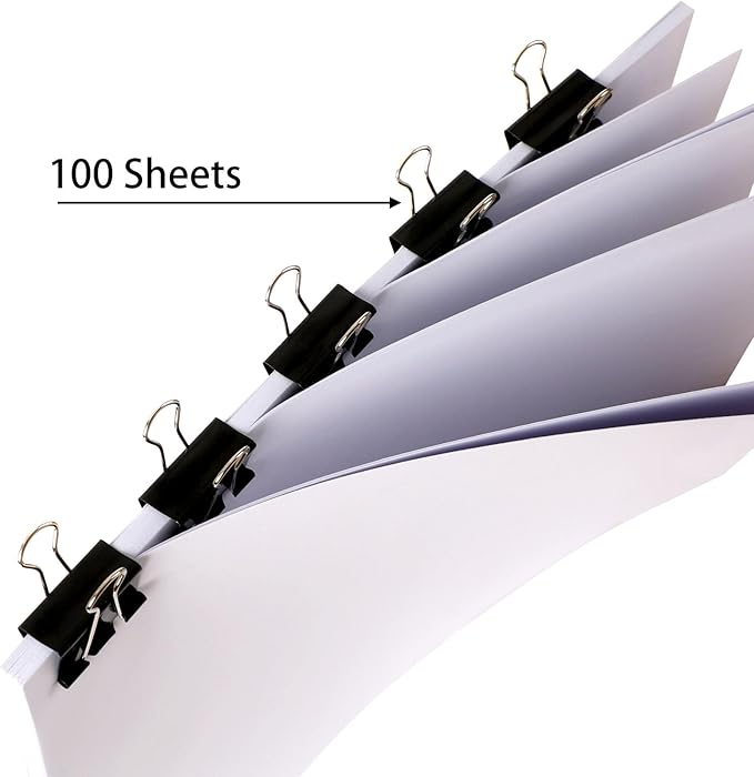SANNIX 36 PCS Medium Binder Clips, 1-1/4 inch 32mm Binder Clips Black Paper Clamps Medium Size for Office Home School