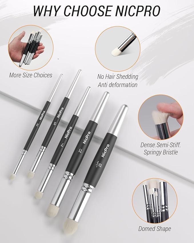 Nicpro Miniature Paint Brushes Drybrush - 21PCS Model Paint Brush Set for Acrylic Watercolor, Detail Paint Brush Dry Brush for 40k Model, Miniature Painting, Citadel, DND Miniatures - with Container