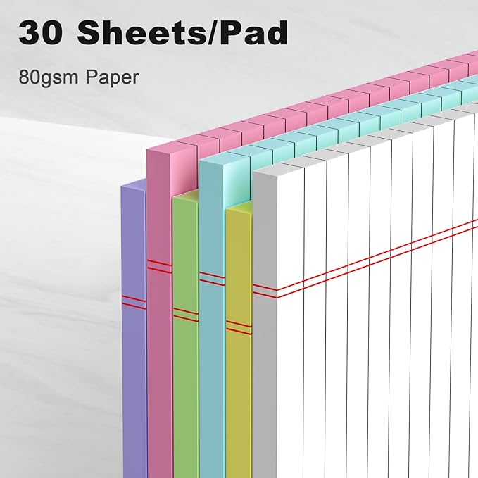6pcs Small Note Pads 5x8 Colored Legal Pads Paper College Ruled Notepad Clear Print Writing Pads 5 x 8 Legal Pads Perforated Narrow Ruled Pads of Paper (Multicolor)