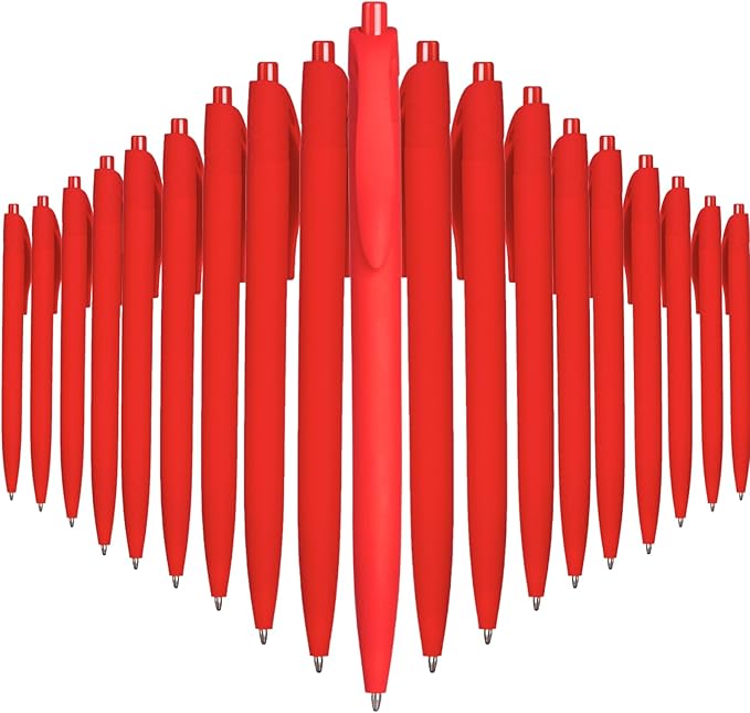 BallPoint Pens, 50 Pack (BLACK Ink),Bulk Pens, Red Barrel,Click Pens for Office Home and School, Retractable Ballpoint Pens, Medium Point, 1.00MM (Red)