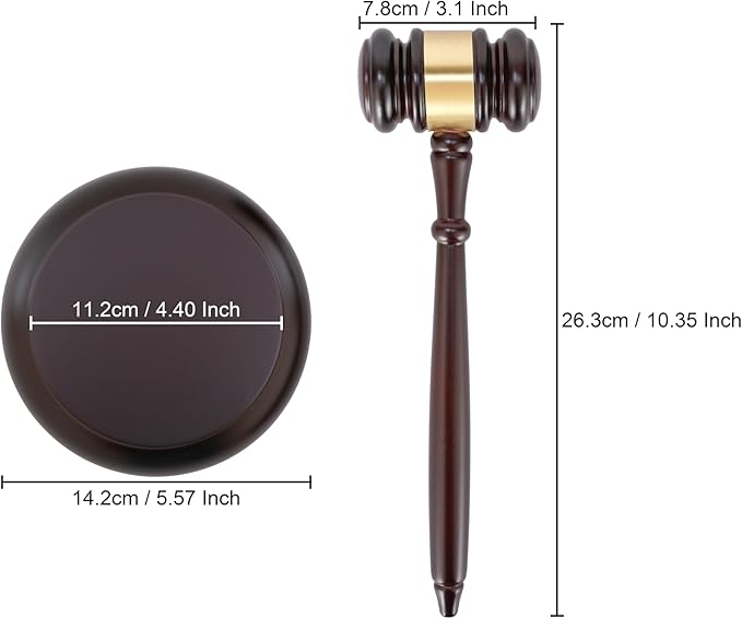 Apexstone Wooden Gavel and Block Set, Wooden Gavel and Sound Block Set for Lawyer Judge Auction Sale Gift