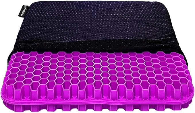 Gel Seat Cushion, Egg Seat Cushion for Tailbone, Back, Sciatica Pain Relief - Gel Enhanced Chair Pads with Non-Slip Cover for Office Home Chair Car Seat Wheelchair (Standard, Violet)