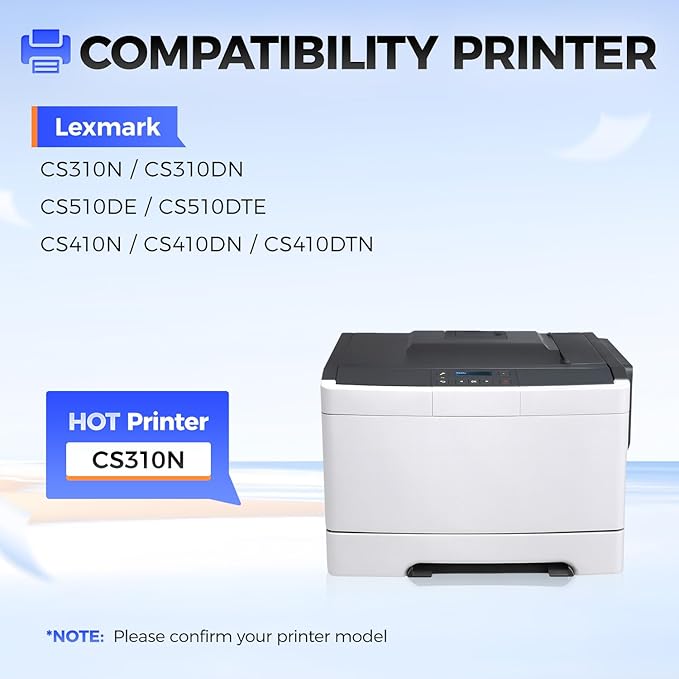 70C1HK0 70C1HC0 70C1HM0 70C1HY0 Toner Cartridge Set 4-Pack Black Cyan Magenta Yellow with chip Replacement Compatible for Lexmark CS310N CS310DN CS510DE CS510DTE CS410N CS410DN CS410DTN Laser Printer