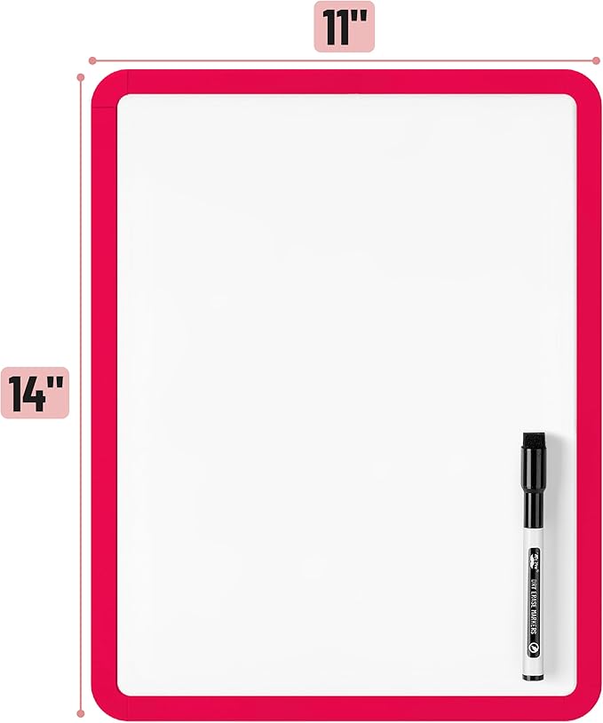Mr. Pen- Dry Erase Board, 14” x 11” with a Black Dry Erase Marker, Red Frame, Small White Board, White Board for Kids, White Board for Students, Small Dry Erase Board, Mini White Board