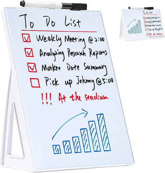 Desktop Dry Erase Board, Small Whiteboard with Stand, A5 Size 8.3 x 5.8 Inches with A Dry Erase Marker
