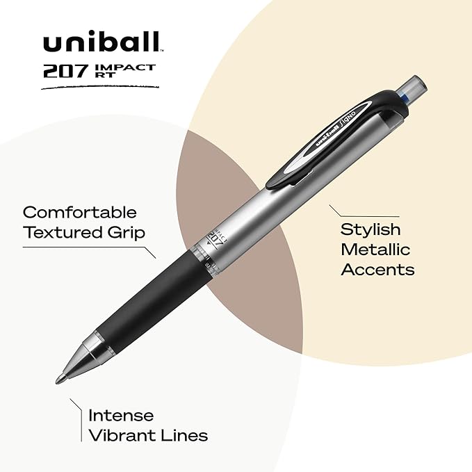 uniball Refill For Gel 207 Impact Rt Roller Ball Pens, Bold Conical Tip, Blue Ink, 2/pack