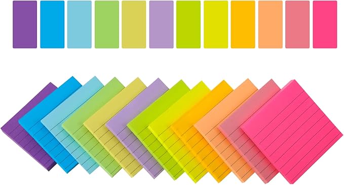 72 Pack 5760 Sheets Sticky Notes 3 x 3 Inches Bright Stick Note Pads Adhesive Self Stick Notepad Memo Pads for Office Home School Blank Book Supplies 80 Sheets/Pad (Lined)