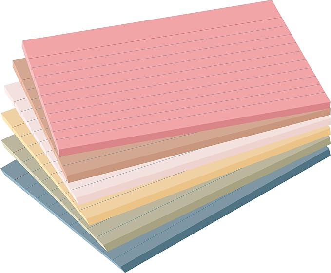 Index Cards 4x6 Ruled Line Flashcards,156 Pcs Flash Cards Study Cards in Vintage Colors,Lined Ruled Notecards for Home, School Learning, Note Taking and Studying-Aesthetic Color