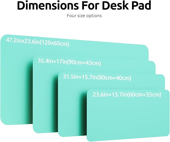 YSAGi Leather Desk Protector, Office Mat, Large Mouse Mat, Non-Slip PU Leather Blotter, Laptop Pad, Waterproof Writing Pad for Office and Home (Calamine Blue, 31.5" x 15.8")