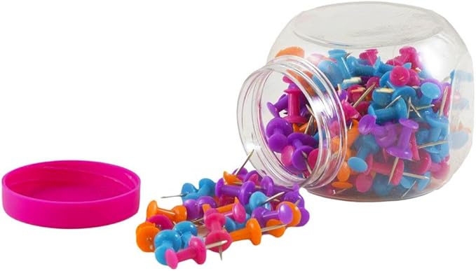 JAM PAPER Colorful Push Pins - Assorted Color Pushpin Jar - 2 Packs of 150