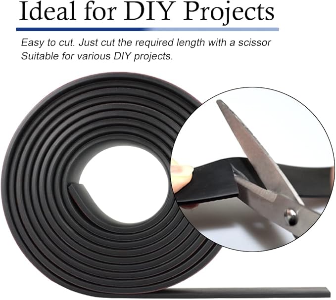 Neoprene Rubber Strips Self Adhesive Solid Rubber Sheets, Rolls & Strips for DIY Gaskets Crafts Pads Seals Warehouse Flooring Rubber Strip with Adhesive Backing (1” Wide x 1/5" Thick x 10' Long)