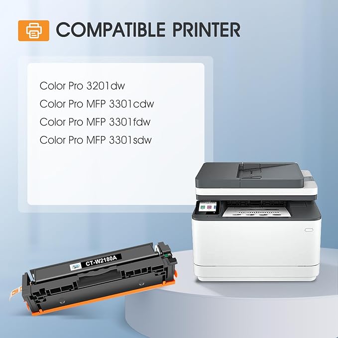 218A 218X Toner Cartridges 4 Pack 3301fdw with Chip Compatible Replacement for HP 218A 218X Color Laserjet Pro MFP 3301cdw 3201dw 3301sdw Printer High Yield Ink Set W2180A (Black Cyan Yellow Magenta)
