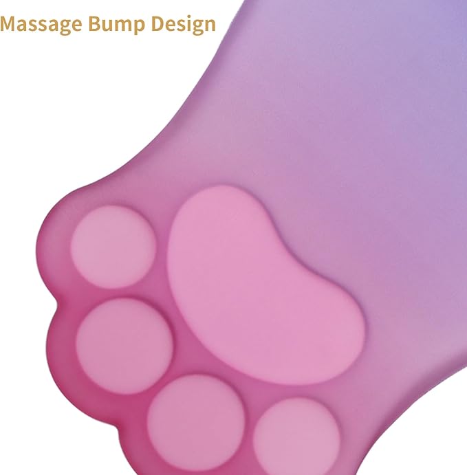 Ergonomic Mouse Pad with Wrist Rest,Cute Cat Paw Mousepad Wrist Support,Comfortable Massage Design Computer Pain Relief Mouse Pad with Non-Slip PU Base for Desk Laptop Gaming,Pink&Purple