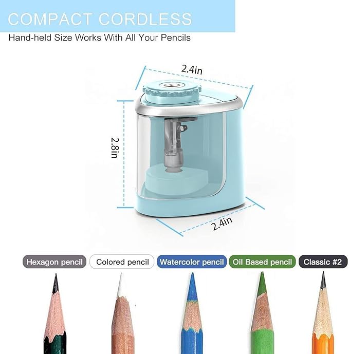 Pencil Sharpener Electric Pencil Sharpener for Kids, Blade to Fast Sharpen, Suitable for No.2/School/Classroom/Office/Home (Blue)