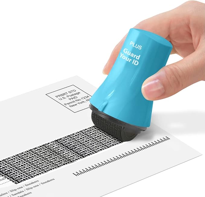 Wide Advanced ID Roller Stamp by Guard Your ID, Mess-Free Address Blocker for Identity Protection (3-Pack, Turquoise)