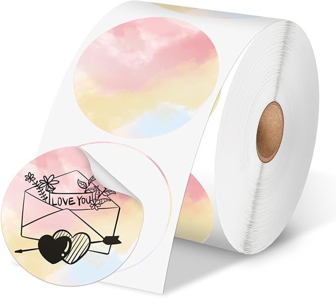 Phomemo 2” Color Circle Thermal Labels, Self-Adhesive Round Direct Sticker Labels, Circular Thermal Printer Label for Logo Design, Name Tag, Thanks Card, Address, QR Code, 750 Labels/Roll, Gradient