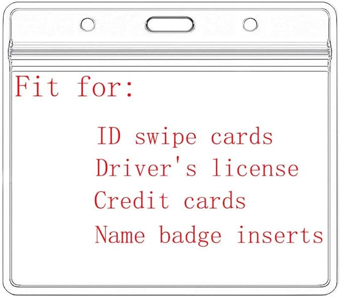 Extra Thick Horizontal ID Card Name Tag Badge Holder with Waterproof Type Resealable Zip (Holders, 300Packs)