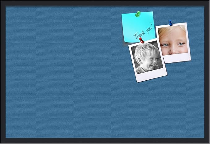 PinPix 36x24 Inch Cork Bulletin Board. This Decorative Framed Pin Board Comes with Navy Pastel Design and a Satin Black Frame. Ideal for Home Office Decor or Message Board (PinPix-1811)