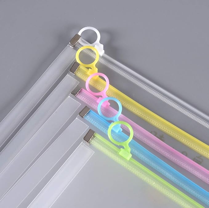 5Packs 9 3/4 x 13 Clear Plastic Zip Envelopes Letter File Document Paper Folder Case Assorted Colors