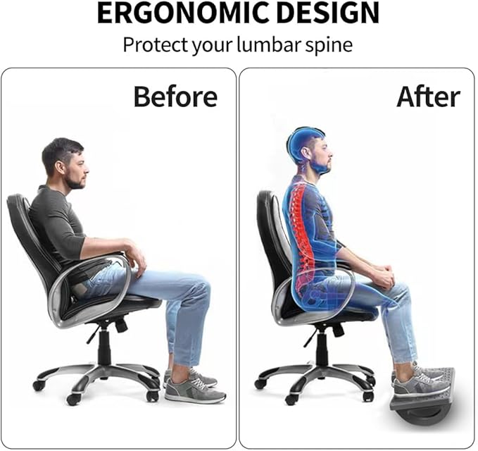 Foot Rest for Under Desk at Work - Ergonomic Foot Stools for Under Office Desk - Rocking Footrest with Roller Massager - Leg Rest for Chair, Computer Gaming - Promote Leg Circulation(Gray)