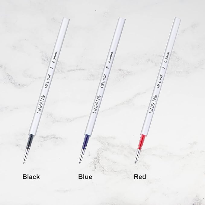 Blue Gel Pens Refills, 12 Pack Retractable Gel Ink Pen Refills Bulk, Fine Point 0.5mm Tip Smooth Writing Quick Dry Gel Pen Refills for Journaling Writing School Office Supplies (12 Blue)