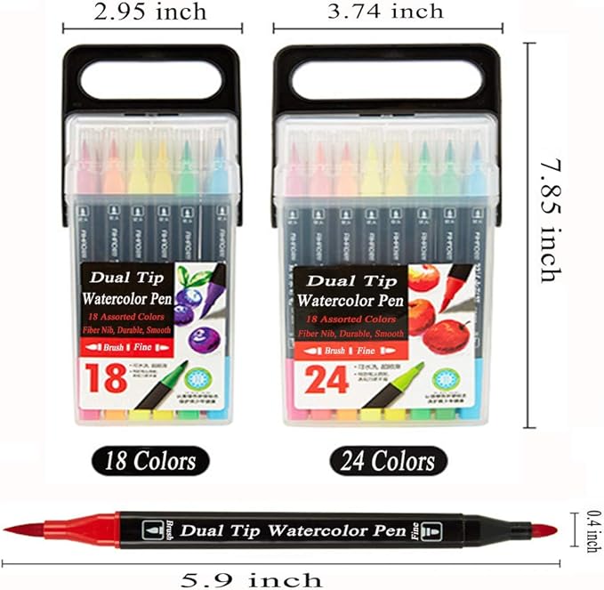 Dual Tip Markers for Kids, Washable Set, Art with Stand Portable Box, Gift For Kids (24 Colours)