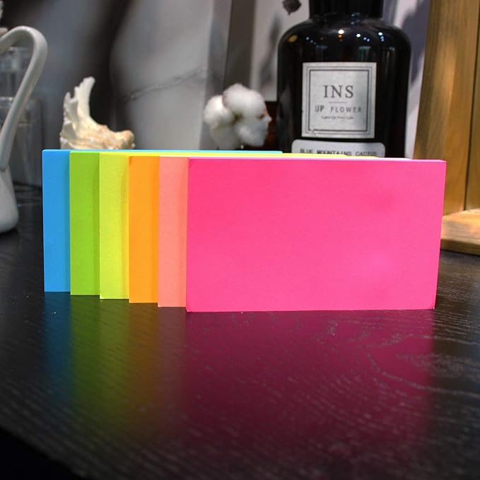 Vanpad Sticky Notes 4x6 in Bright Stickies Colorful Super Sticking Power Memo Pads Strong Adhesive 6 Pads/Pack 48 Sheets/pad