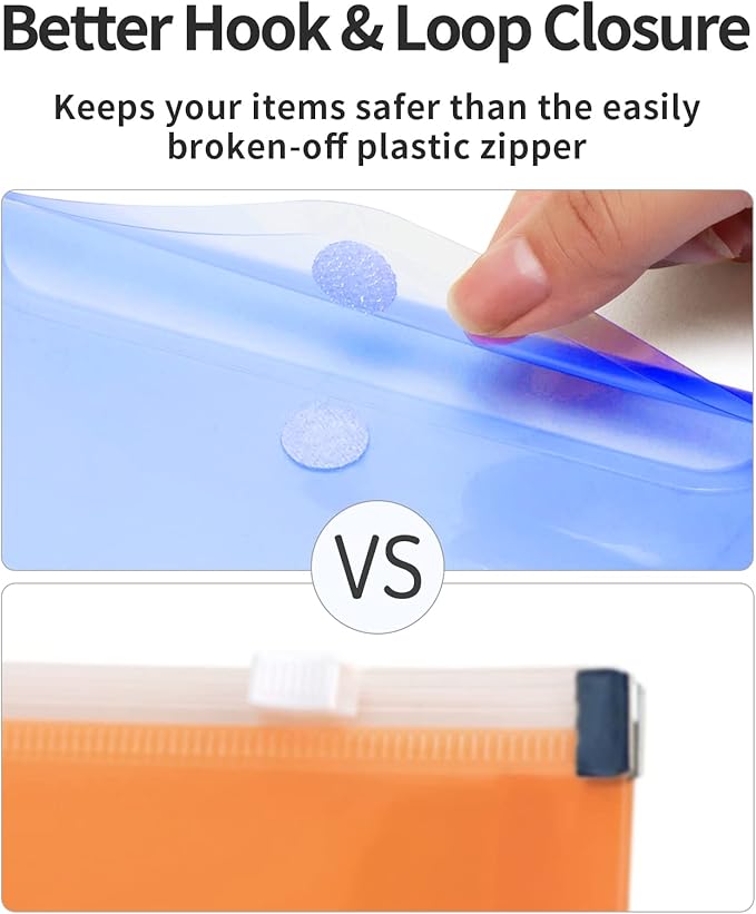 Sooez 24 Pack Plastic Pencil Pouch, Clear Poly Envelopes File Bag Bill Bag with Label Pocket, Plastic Pencil Case Bulk for A6 Size Files School, Office Storage