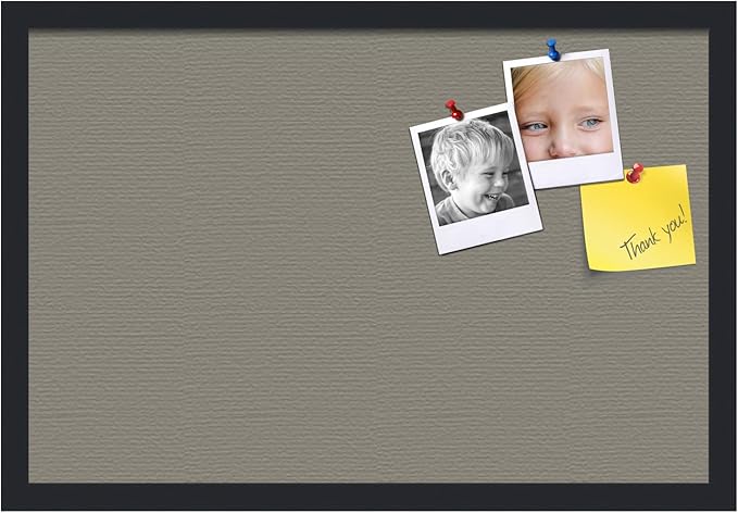 PinPix 24x16 Inch Cork Bulletin Board. This Decorative Framed Pin Board Comes with Pewter Design and a Satin Black Frame. Ideal for Home Office Decor or Message Board (PinPix-1812)