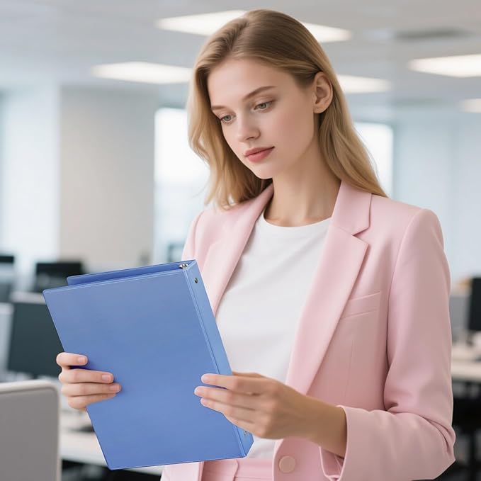 6-Pack 1-Inch Binder, Standard 3 Ring Binder Fit US Letter Size Paper, Presentation Round Ring Binders,Blue