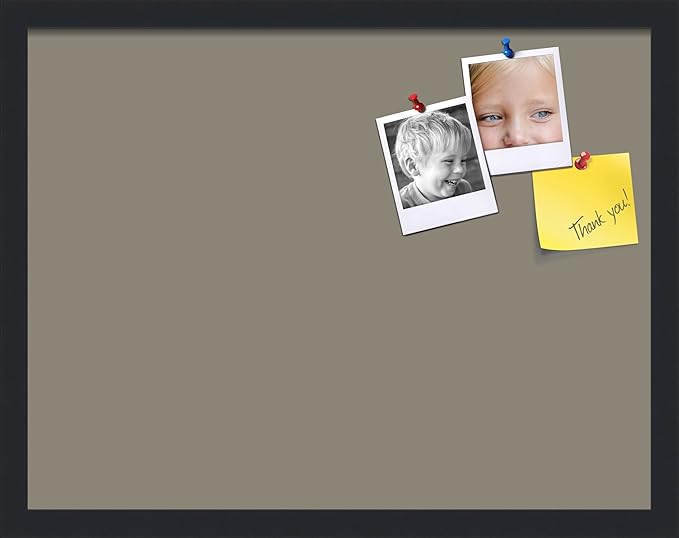 PinPix 22x17 Inch Cork Bulletin Board. This Decorative Framed Pin Board Comes with Pewter Design and a Satin Black Frame. Ideal for Home Office Decor or Message Board (PinPix-1812)