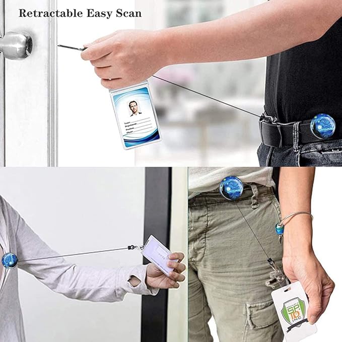 Retractable ID Badge Holder,Nurse Badge Reels with Clip,Name Card Holders for Office Worker Doctor Nurse (Starry Night)