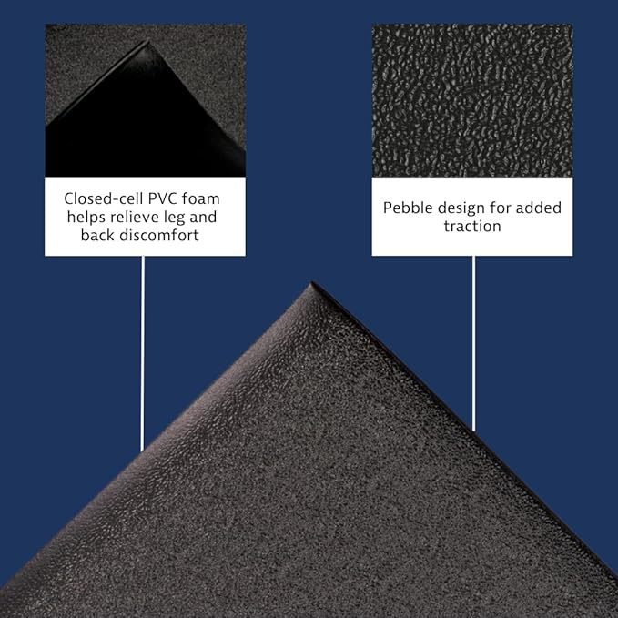 Notrax 411 Sof-Tred™ 2' x 3' x 9/16" Anti Fatigue Mat, Enhanced Slip Resistance with Beveled Edges and Pebbled Surface, Ideal for Industrial and Commercial Workplaces, Black, 411S0423BL