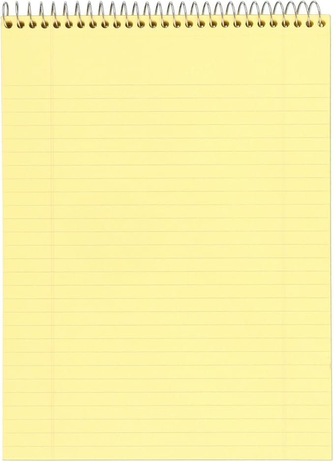 Mead Legal Pad Writing Pads, Top Bound, Wide Ruled Paper, 8-1/2" x 11", 70 Sheets, Great for Use as Home Office Supplies, Memo Pads, Note Pads, or Steno Pads, Letter Writing, Canary Yellow (MEA59880)