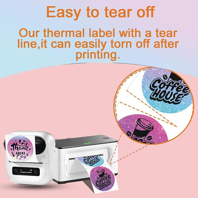 2 x 2 Round Thermal Labels, 2 inch Round Thermal Sticker Labels for Business and Home, for Label Printer, for M110/M220/M221 Label Maker，140 Labels for Printer